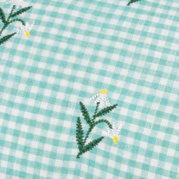 Les Petite Fleurs Cotton Gingham Ruffle Cushion - Spring Green / Polyester - thumbnail 4