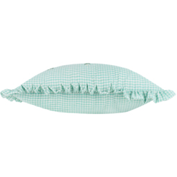 Les Petite Fleurs Cotton Gingham Ruffle Cushion - Spring Green / Polyester - thumbnail 3