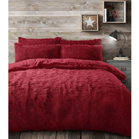 Alaska Red Thermal Plush Fluffy Faux Fur Duvet Set - Red / Single - image 1