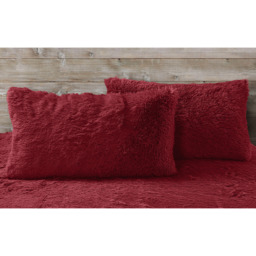 Alaska Red Thermal Plush Fluffy Faux Fur Duvet Set - Red / Single - thumbnail 2
