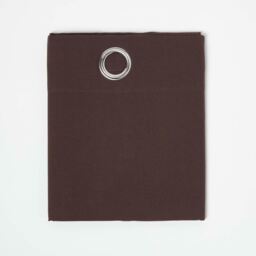 Homescapes Cotton Plain Ready Made Eyelet Curtain Pair - Chocolate / 137cm / 228cm - thumbnail 2