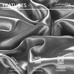 Intimates Satin Silky Bedding Sets with Duvet Cover, Fitted Sheet, Pillowcases - Silver / Superking - thumbnail 2