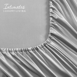 Intimates Satin Silky Bedding Sets with Duvet Cover, Fitted Sheet, Pillowcases - Silver / Superking - thumbnail 3