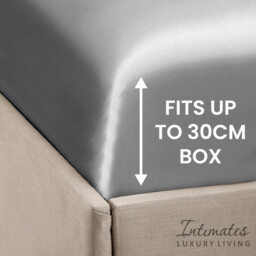 Intimates Satin Silky Bedding Sets with Duvet Cover, Fitted Sheet, Pillowcases - Silver / Superking - thumbnail 5