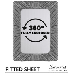 Intimates Satin Silky Bedding Sets with Duvet Cover, Fitted Sheet, Pillowcases - Silver / Superking - thumbnail 4