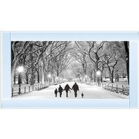 Family Walk Glitter Liquid Wall Art Dcor - Silver