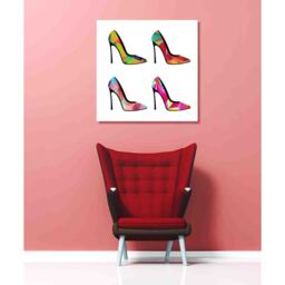 Polygonal shoes Canvas print - White / 61cm - thumbnail 2