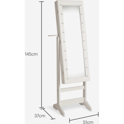 Jewellery Cabinet Free Standing LED Mirror - White - thumbnail 2