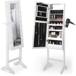 Jewellery Cabinet Free Standing LED Mirror - White - thumbnail 4