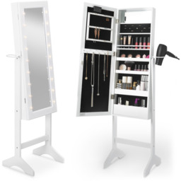 Jewellery Cabinet Free Standing LED Mirror - White - thumbnail 3