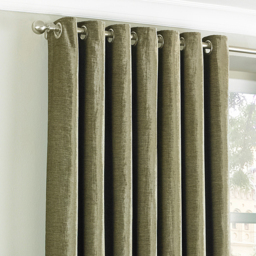 Wellesley Semi-Plain Eyelet Curtain Pair - Mocha / 183cm / 168cm - thumbnail 4