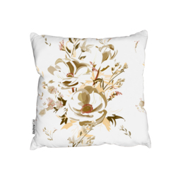 Golden Flower Print Outdoor Cushion - Yellow / 60cm - thumbnail 2
