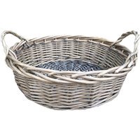 Round Antique Wash Display Wicker Tray - Brown / 41cm