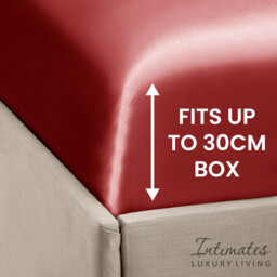 Intimates Satin Silky Bedding Sets with Duvet Cover, Fitted Sheet, Pillowcases - Red / Single - thumbnail 5