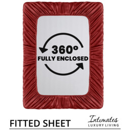 Intimates Satin Silky Bedding Sets with Duvet Cover, Fitted Sheet, Pillowcases - Red / Single - thumbnail 4