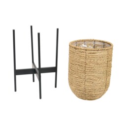 Seagrass Planter on Metal Stand - Natural - thumbnail 3