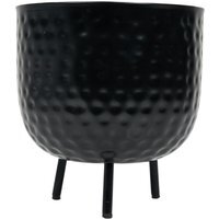 Hammered Round Planter - Black