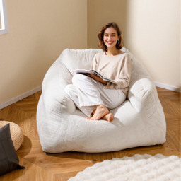 Bean Bag Chair Plush Lazy Sofa - Beige - thumbnail 3