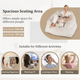 Bean Bag Chair Plush Lazy Sofa - Beige - thumbnail 5