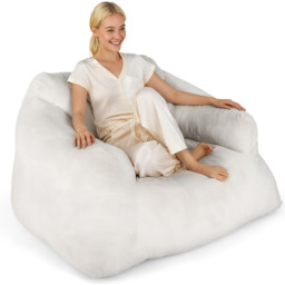 Bean Bag Chair Plush Lazy Sofa - Beige - thumbnail 2