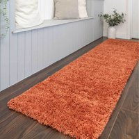 Super Soft Terracotta Orange Shaggy Living Area Rug - Terracotta / 240 x 60cm - image 1