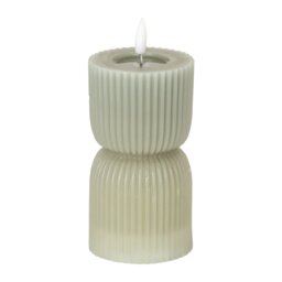 Luxe Collection Grey Carved LED Candle Realistic Flicker, Safe Decor - Grey - thumbnail 5