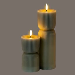 Luxe Collection Grey Carved LED Candle Realistic Flicker, Safe Decor - Grey - thumbnail 3
