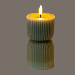 Luxe Collection Grey Carved LED Candle Realistic Flicker, Safe Decor - Grey - thumbnail 2