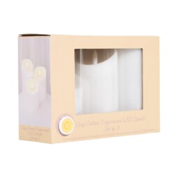 Set of 3 Cosy Cotton Fragranced LED Candles - White - thumbnail 4