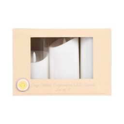 Set of 3 Cosy Cotton Fragranced LED Candles - White - thumbnail 3
