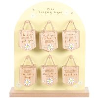 Set of 24 Mini Hanging Daisy Signs for Mother's Day  Spring Decor - Beige