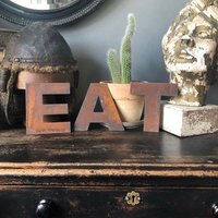 "Personalised Letters , Eat Plaque , Home Decor , Chunky Lettering 5"" Tall - Rusted"