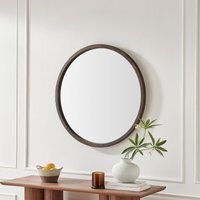 Judith Wood Medium 80x80cm Round Wall Mirror - Walnut