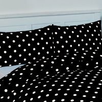 Polka Dot Black White Housewife Pillow Case Pair - Black