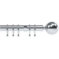 28mm Nikola Satin Silver Ball End Metal Curtain Pole Set - Silver / 400cm
