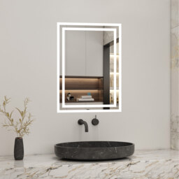 Illuminated LED Bathroom Mirror with Demister Pad - White / 80cm - thumbnail 2