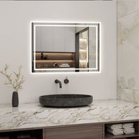 Illuminated LED Bathroom Mirror with Demister Pad - White / 80cm - thumbnail 1