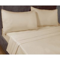 "SleepND Percale 180 Thread Count Polycotton Plain Fitted Sheet (16"" Box) - Biscuit / Single"