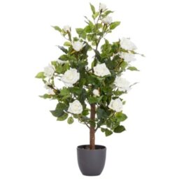 Large Artificial White Rose Plant  - Green,White - thumbnail 2