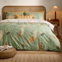 Meadow Flora Reversible Printed Duvet Cover Set - Green / Single - thumbnail 1