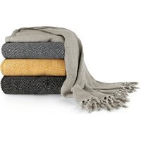 Herringbone Blanket Throw - Natural / 178cm / 254cm - image 1