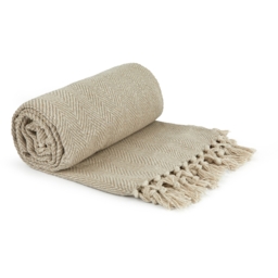 Herringbone Blanket Throw - Natural / 178cm / 254cm - thumbnail 2