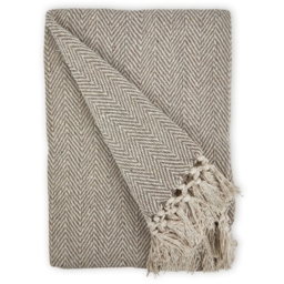 Herringbone Blanket Throw - Natural / 178cm / 254cm - thumbnail 5