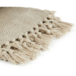 Herringbone Blanket Throw - Natural / 178cm / 254cm - thumbnail 3