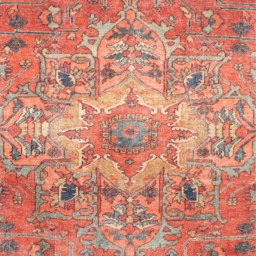 Coral Distressed Washable Area Rug - Beige & Coral / 80cm x 150cm - thumbnail 4