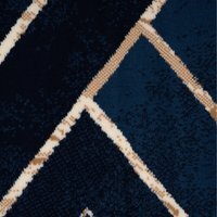 Navy Blue Gold Art Deco Living Room Rug - Navy / 240 x 60cm