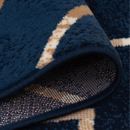 Navy Blue Gold Art Deco Living Room Rug - Navy / 240 x 60cm - thumbnail 2