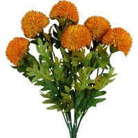 Bunch of Large Ball Dahlia Artificial Flower Stems - Dahlia Ball Yellow
