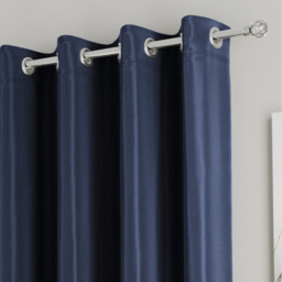 Pair of Supersoft Navy Plain Thermal Eyelet Curtains - Navy / 168cm / 137cm - thumbnail 3