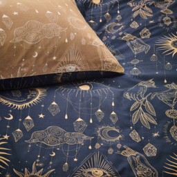 Constellation Celestial Duvet Cover Set - Gold/Navy / King - thumbnail 4